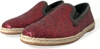 Dolce & Gabbana Mens Sequined Loafer Red Leather