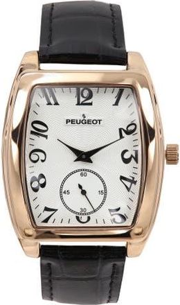 Peugeot Vintage Tonneau Remote Sweep Leather Watch- 50x38MM in Rose Gold at Nordstrom