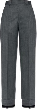 Maison Margiela Tailored Wool Broeken - Dames - Straight fit broeken - Grijs - 3XS - Katoen - Broeken