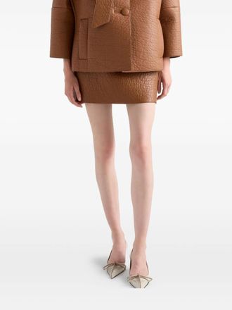 Prada textured leather mini skirt - women - Calf Leather - 36 - Brown