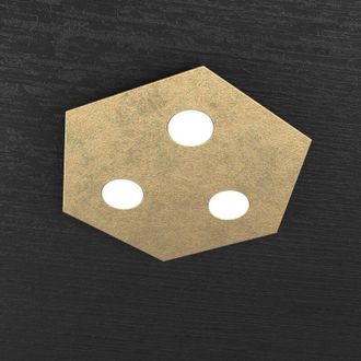 Top-Light Top-light - Plafoniera Moderna Esagonale Hexagon Metallo Foglia Oro 3 Luci Led 12X3W