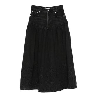Ganni Dames, Rokken, Zwart, Maat: 4XS Katoen