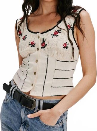 Free People Rose Bud Knit Top In Ivory