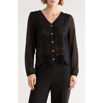 Forgotten Grace Floral Embroidered Cardigan in Black at Nordstrom Rack, Size X-Large