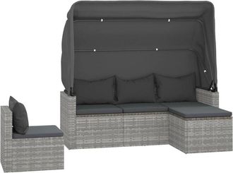 vidaXL Vidaxl - Set de sofás de jardín 4 pzas y cojines ratán sintético gris