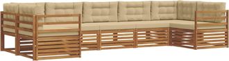 vidaXL Conjunto De Sof&aacute;s De Exterior 7 Uds. Natural Y Beige Vidaxl