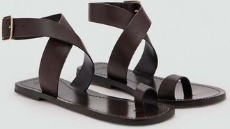 Mango Sandali bassi pelle cioccolato - Donna - 35 - MANGO