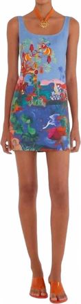Farm Rio Dream Landscape Mini Dress In Blue Multi