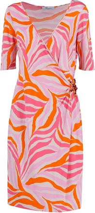 Blumarine Abito midi a fantasia astratta - Rosa