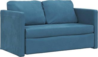vidaXL Sof&aacute; Cama De Suelo 2 En 1 Terciopelo Azul 122x204x55 Cm Vidaxl