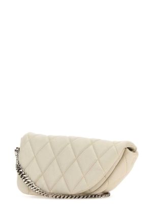 Burberry Womens White Leather Shield Lock Shoulder Bag Almond Borse A Tracolla