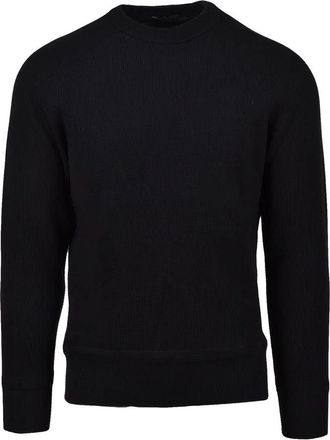 BATURO Ribbed Black Crew Neck Sweater