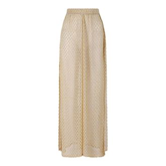 Missoni Wide Trousers, female, Yellow, Size: 2XS Raschel-knit Wide-Leg Trousers