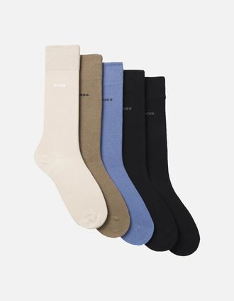 HUGO BOSS Mens Boss Black 5 PACK RS BUSINESS SOCKS OPEN MISCELLANEOUS - Multi - Size: 7/7.5/8/8.5/9/9.5/10/10.5/11