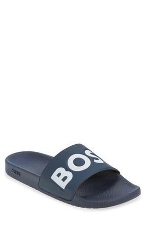 BOSS Aryeh Slide Sandal in Dark Blue at Nordstrom Rack, Size 13Us / 12Uk