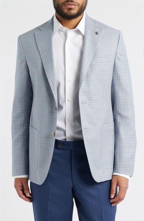 Jack Victor Morton Contemporary Fit Light Blue Graph Check Wool Sport Coat at Nordstrom, Size 36Regular