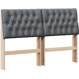 vidaXL Upholstered Headboard Dark Grey 150 cm Solid Pine Wood vidaXL
