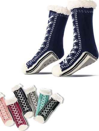 Generic Ultra-Thick Cashmere Slipper Home Socks, New Non-Slip Cashmere Slipper Socks Winter Warm Cozy Fuzzy Non-Slip Fluffy Soft Warm Slipper Socks for Indoor