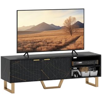 HOMCOM TV Unit - TV Stand Cabinet with Shelves and Storage Cupboard - Black | TJ Hughes