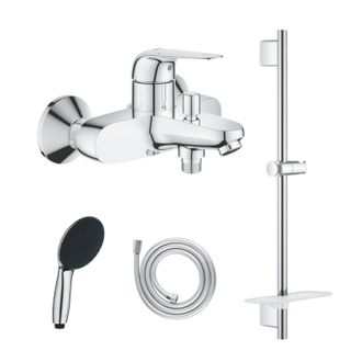 GROHE Grifo Mezclador Mec&aacute;nico Grohe Swift + Ducha De Mano Vitalio Start 110 + Barra Vitalio Smartactive Quickflix + Manguera Flexible