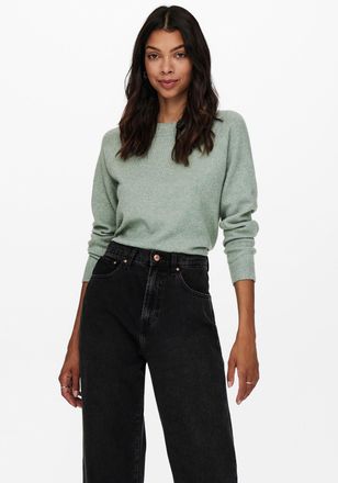 Only Rundhalspullover ONLY ONLRICA LIFE L/S PULLOVER KNT NOOS, Damen, Gr. L, gr&uuml;n (chinois gr&uuml;n melange), Strick, Obermaterial: 93% Polyester, 4% Nylon, 3%