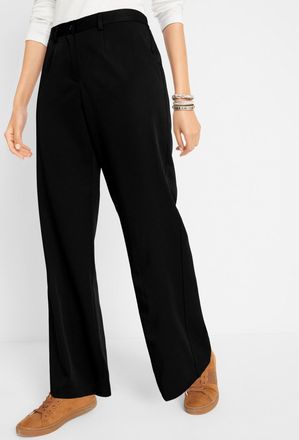 Bonprix Marlene-Hose BONPRIX, Damen, Gr. 38, K-Gr, schwarz (l&auml;nge: kurz), Web, Obermaterial: 95% Polyester, 5% Elasthan, unifarben, festlich, regular fit lang