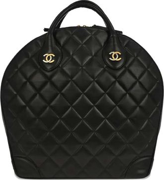 Chanel 1998 gewatteerde shopper met handgreep - Zwart