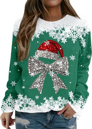 Generic Christmas Jumpers for Women Pullover Plain Cotton Hoodie Red Tones Musical Symbol for Musician Sweatshirts Loose Fit Tops Pullover Novelty Funny Graph