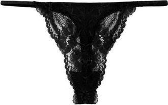 Natori Fleur Lace Thong in Black at Nordstrom, Size X-Small