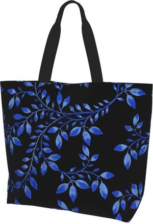 AOOEDM Blue Hibiscus Ladies Canvas Tote Reusable Shopping Bag