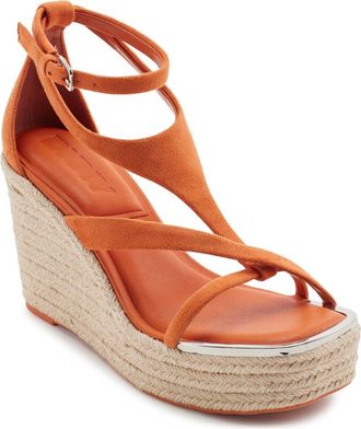 DKNY Maryn Espadrille Platform Wedge Sandal in Spicy Orange at Nordstrom Rack, Size 9.5