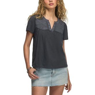 Lucky Brand Lace Pintuck Top in Ombre Blue at Nordstrom, Size X-Large