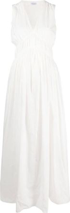 Brunello Cucinelli ruched-detailing sleeveless gown - women - Cotton/Silk/Acetate - L - White