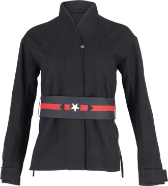 Prada Pre-owned Womens Belted Jacket in Black Wool - Size Medium