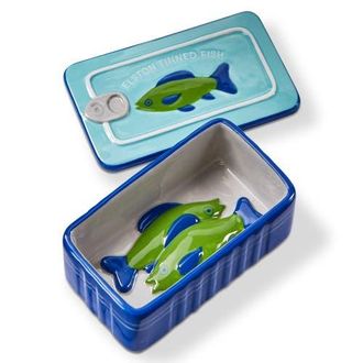 Tag Tinned Fish Trinket Dish Blue Multi Earthenware Summer at Nordstrom