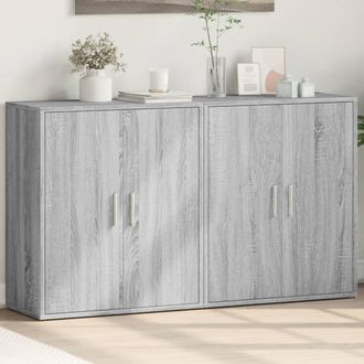 vidaXL Vidaxl - Aparador De Madera De Ingenier&iacute;a 2 Uds Gris Sonoma 60x31x70 Cm