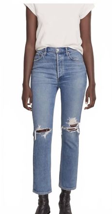 A Gold E Riley Crop High-Rise Straight Jean In Whiplash