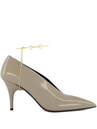 Gucci 85mm 97 pumps - women - Patent Leather/Leather/Leather - 36 - Grey