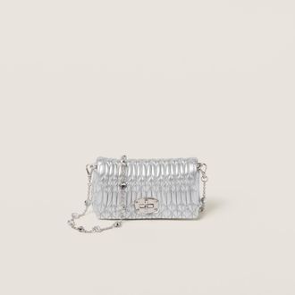 Miu Miu Miu Crystal Nappa Leather And Crystal Mini-bag, Woman, Silver