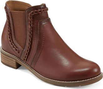 Earth Nika Boots Womens Dark Natural Leather Stacked Heel Bootie RHS8231