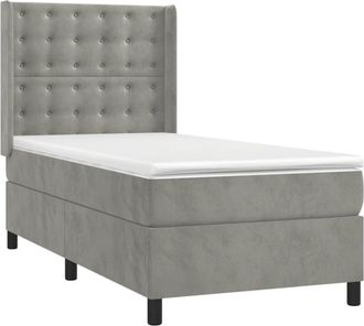vidaXL Cama Box Spring Colch&oacute;n Y Led Terciopelo Gris Claro 90x190 Cm Vidaxl