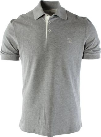 Brunello Cucinelli Katoenen polo shirt - Heren - Polos - Grijs - S - Katoen - Tops