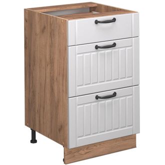 Vicco Mueble Bajo De Cocina Fame-line, Blanco Casa De Campo, 50 Cm, Et M&aacute;rmol, Vicco