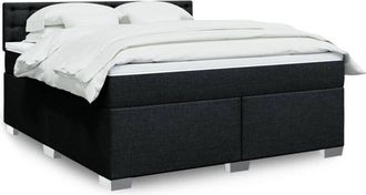 vidaXL Vidaxl - Cama Box Spring Con Colch&oacute;n Tela Negro 180x200 Cm