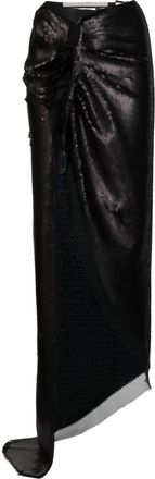 Rick Owens sequinned side-slit skirt - women - Polyester/Silk - 40 - Black