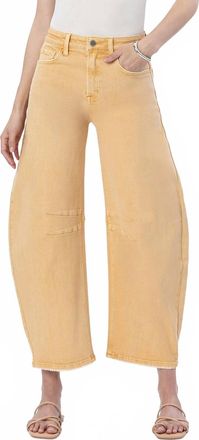 Flying Monkey Harvest Haze Barrel Leg High Rise Jeans In Soft Butter Yellow