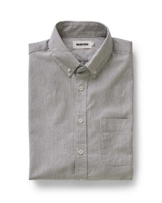 Taylor Stitch The Jack in Coal Jaspe University Stripe Oxford