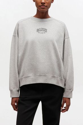 Ganni Grey Essential Crewneck - Size L Organic Cotton