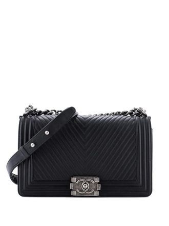 Chanel Boy Flap Bag Chevron Wrinkled Lambskin Old Medium shoulder bag - Nero