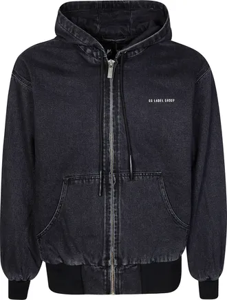 44 Label Group Gothic Lettering Washed Black Zip Hoodie